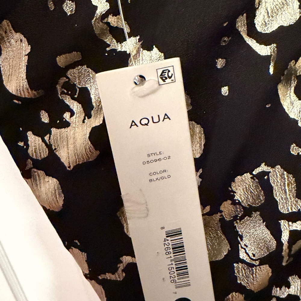 Aqua One-Shoulder Black and Gold Dress - Picture 3 of 3